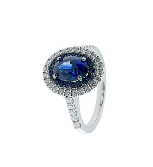 Anello Babila Milano Donna in Oro bianco Zaffiro blu 2.17 Ct 270311 - 270311